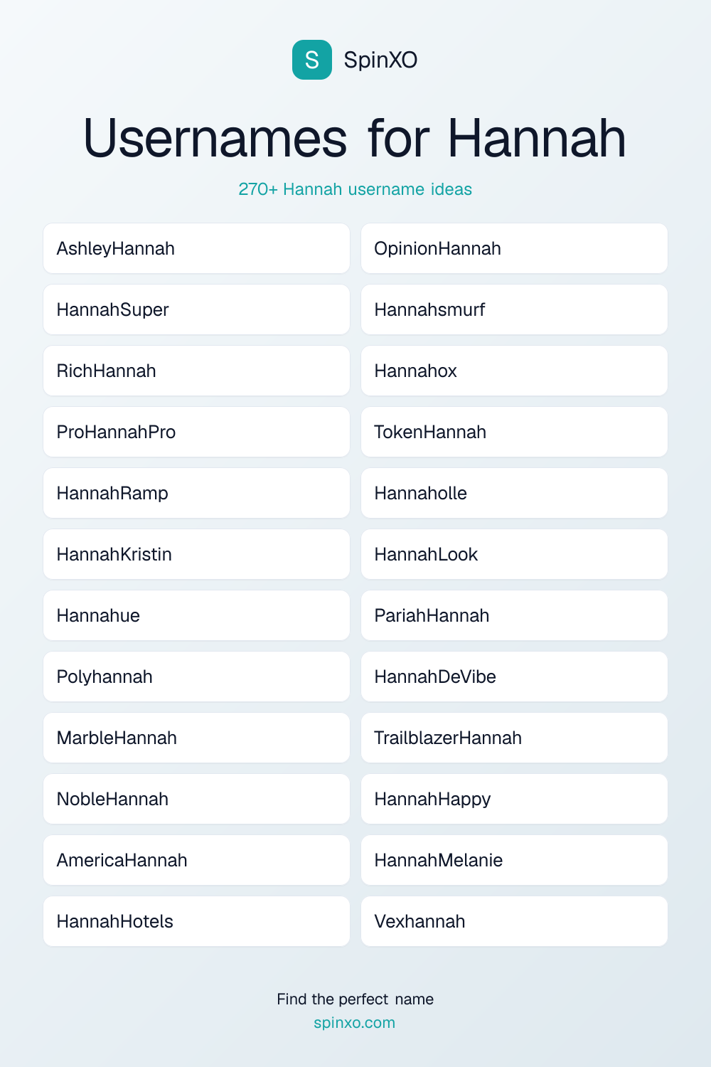 Usernames for Hannah