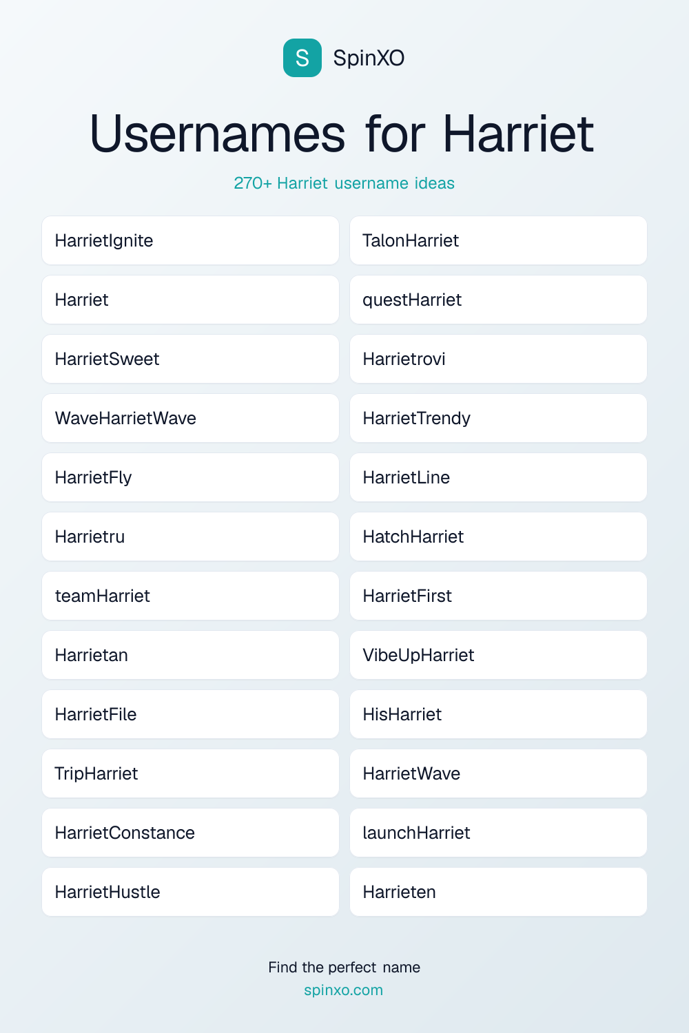 Usernames for Harriet