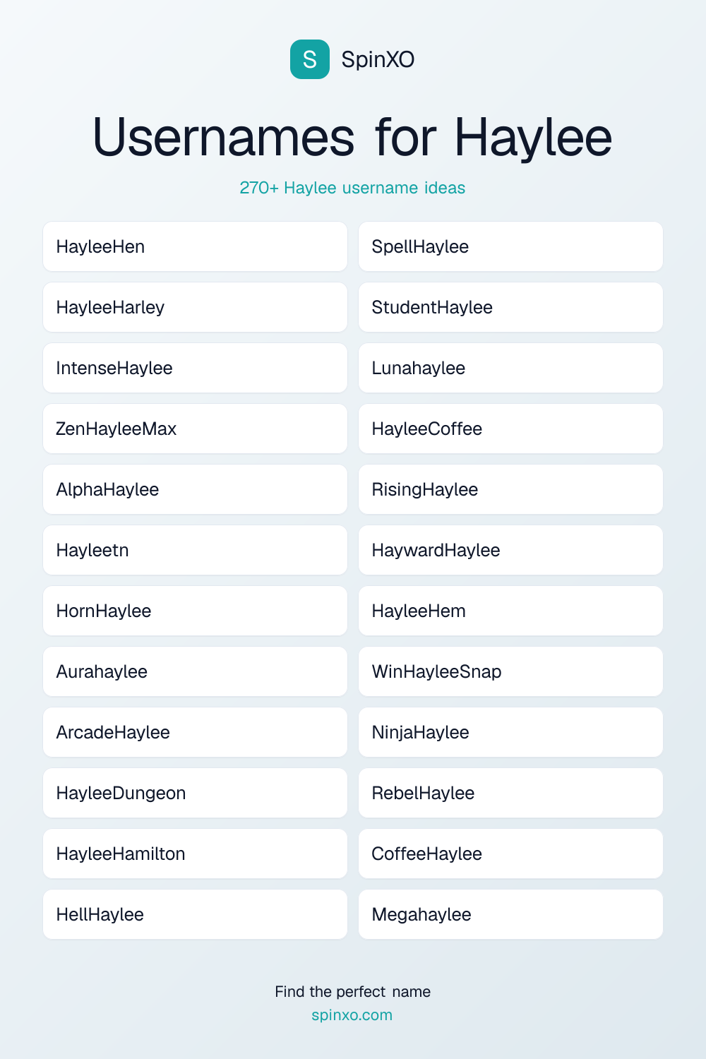 Usernames for Haylee