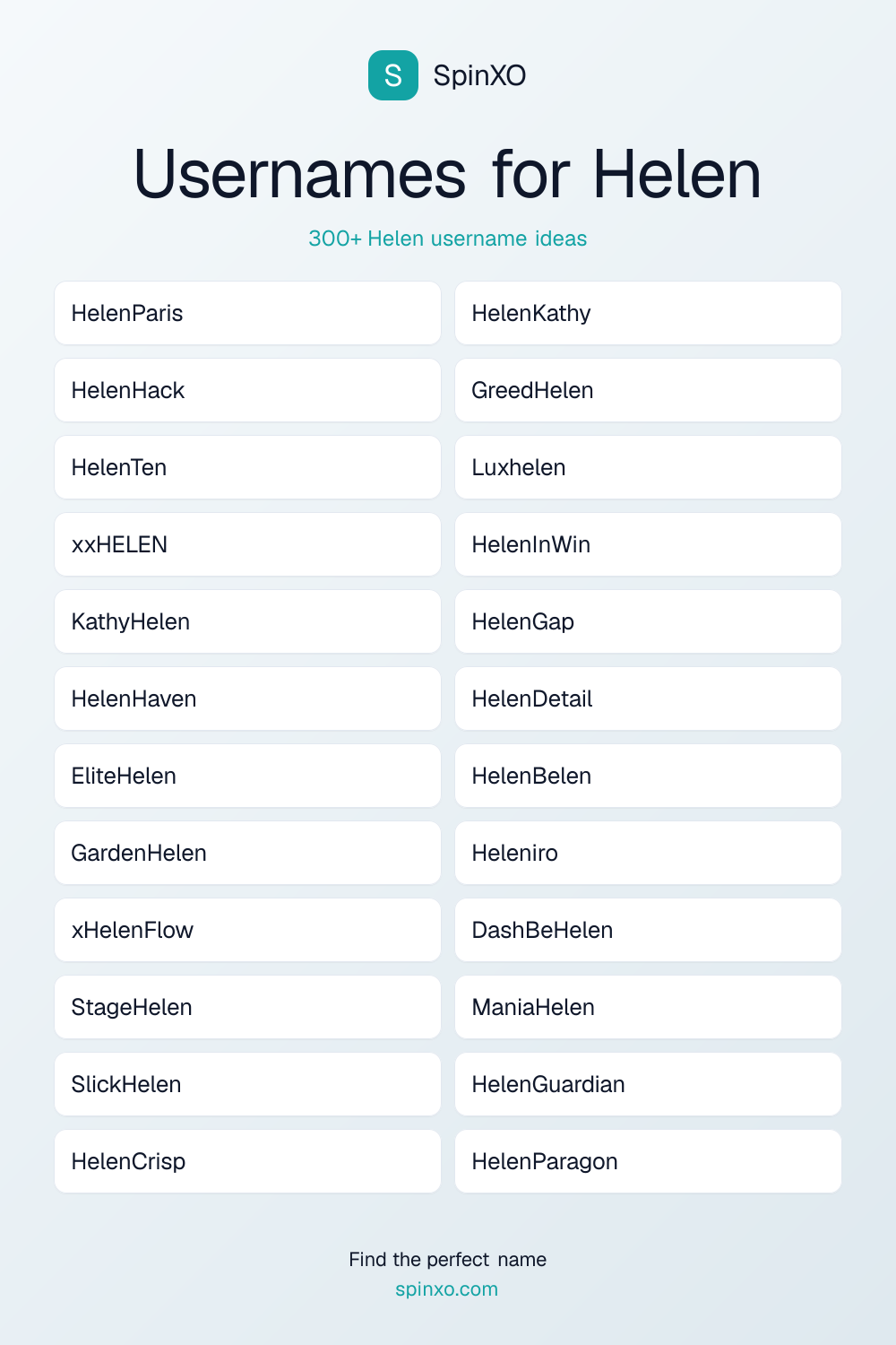 Usernames for Helen