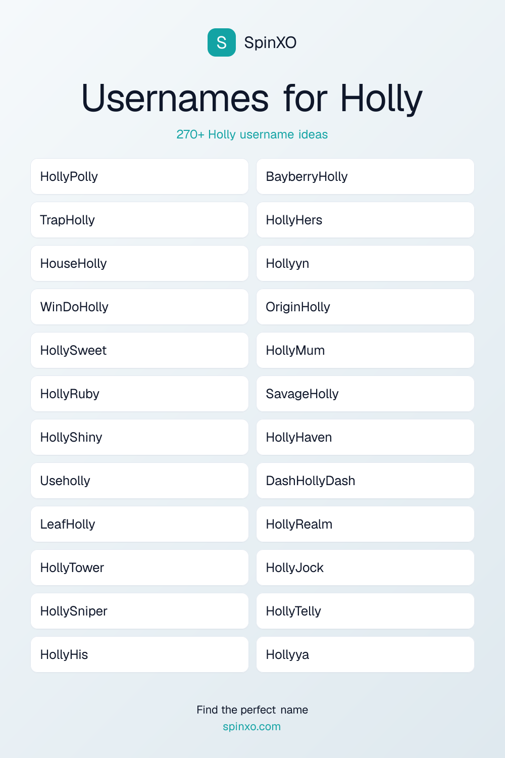 Usernames for Holly