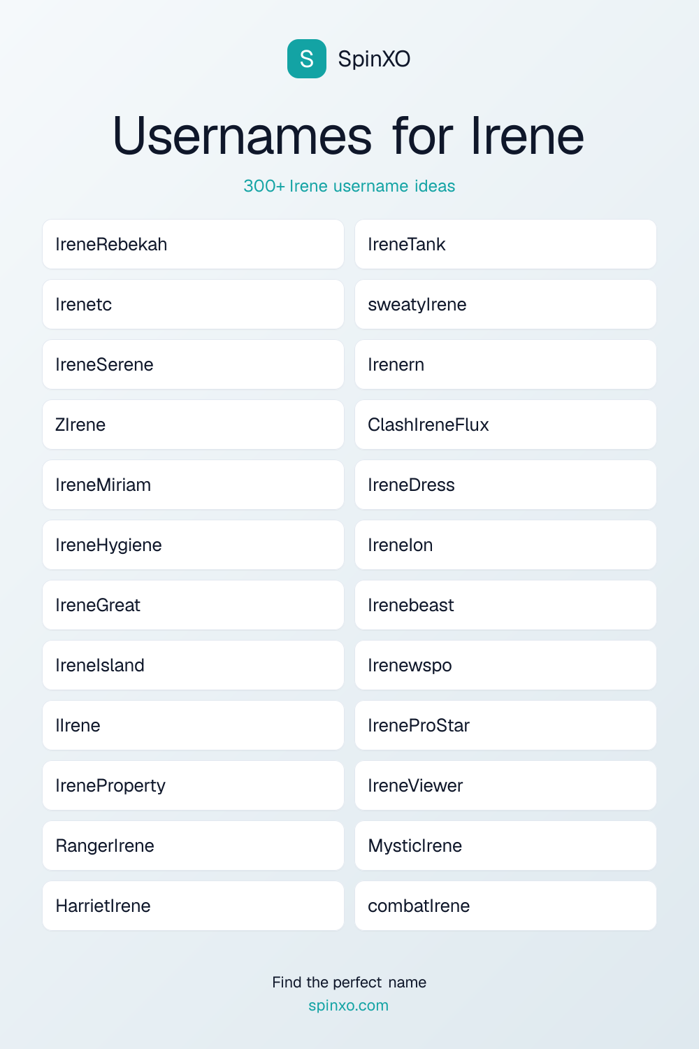 Usernames for Irene
