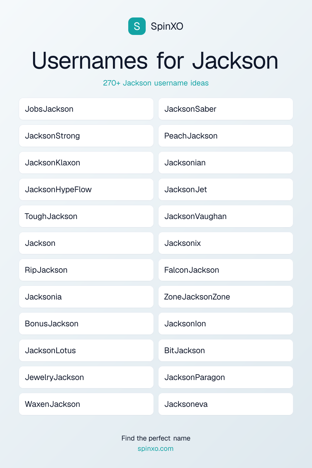 Usernames for Jackson