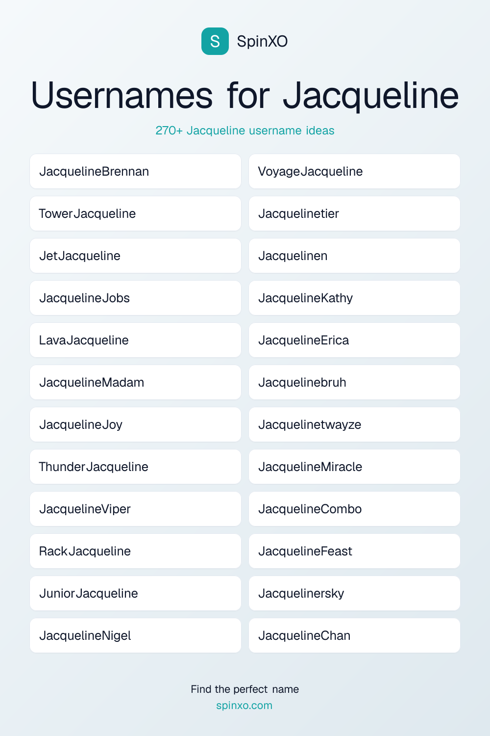 Usernames for Jacqueline