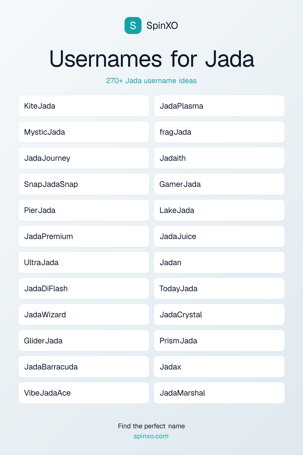 Usernames for Jada