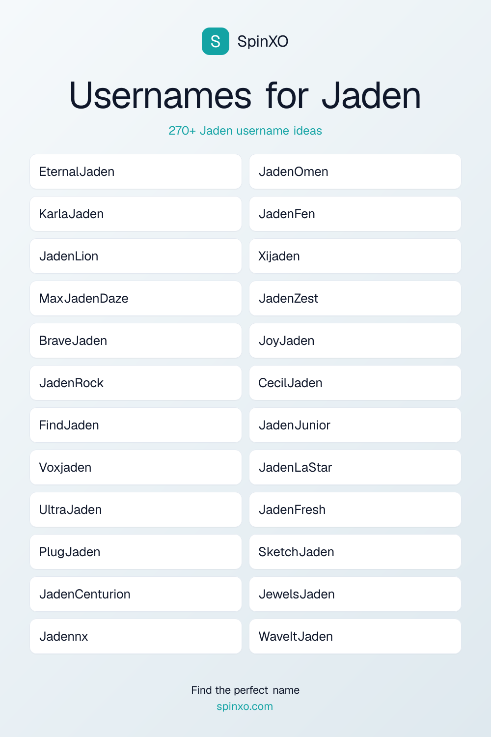 Usernames for Jaden