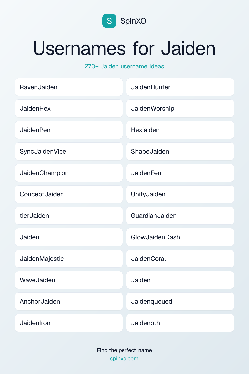 Usernames for Jaiden