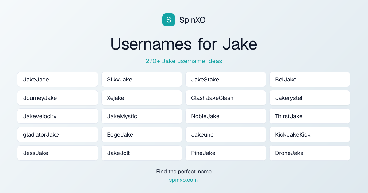 Jake Username Ideas - 270+ Aesthetic, Cute & Cool Names | SpinXO