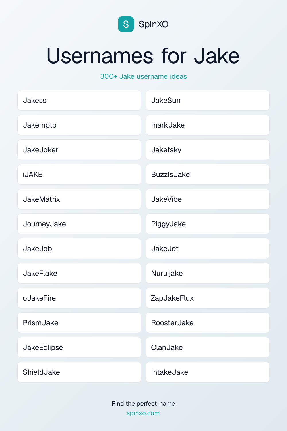 Usernames for Jake