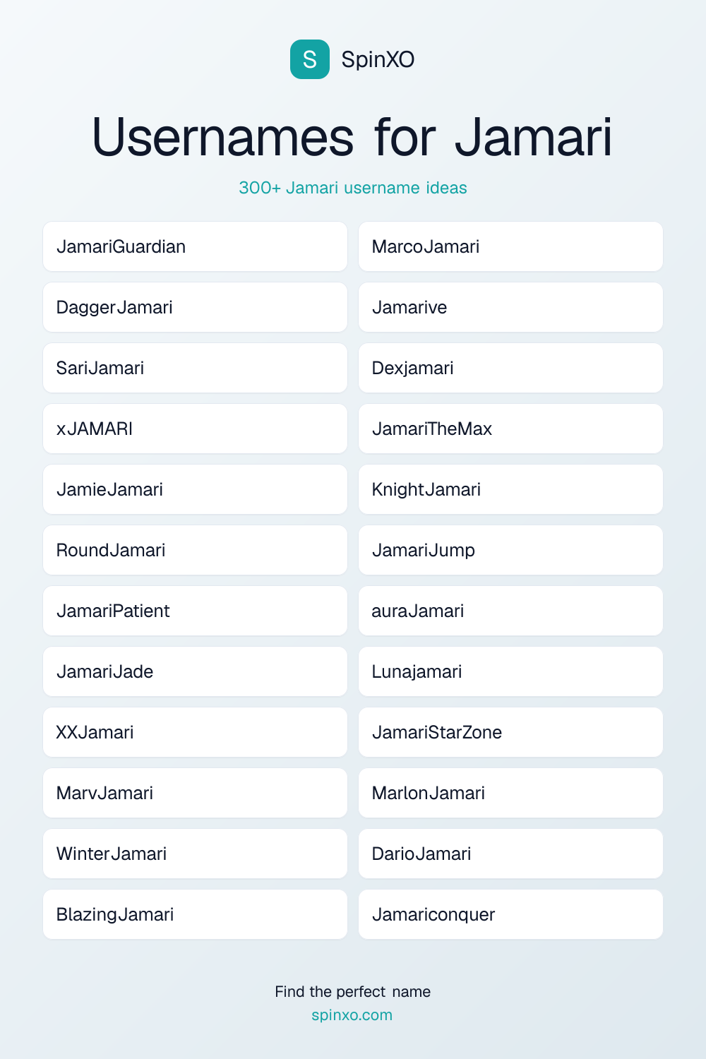 Usernames for Jamari