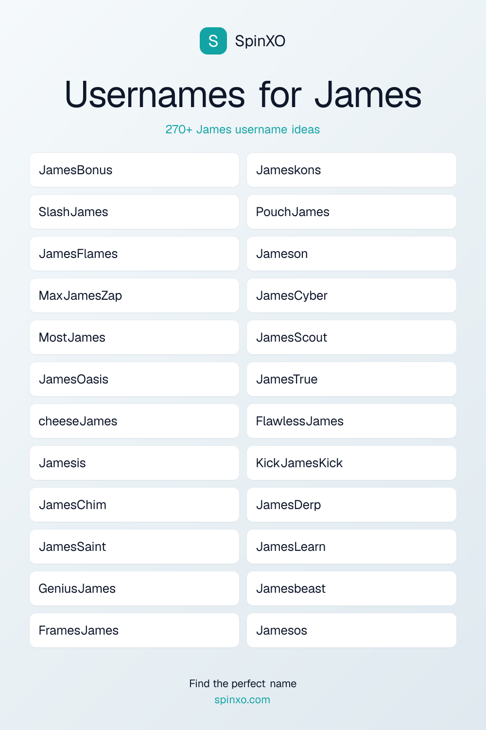 Usernames for James