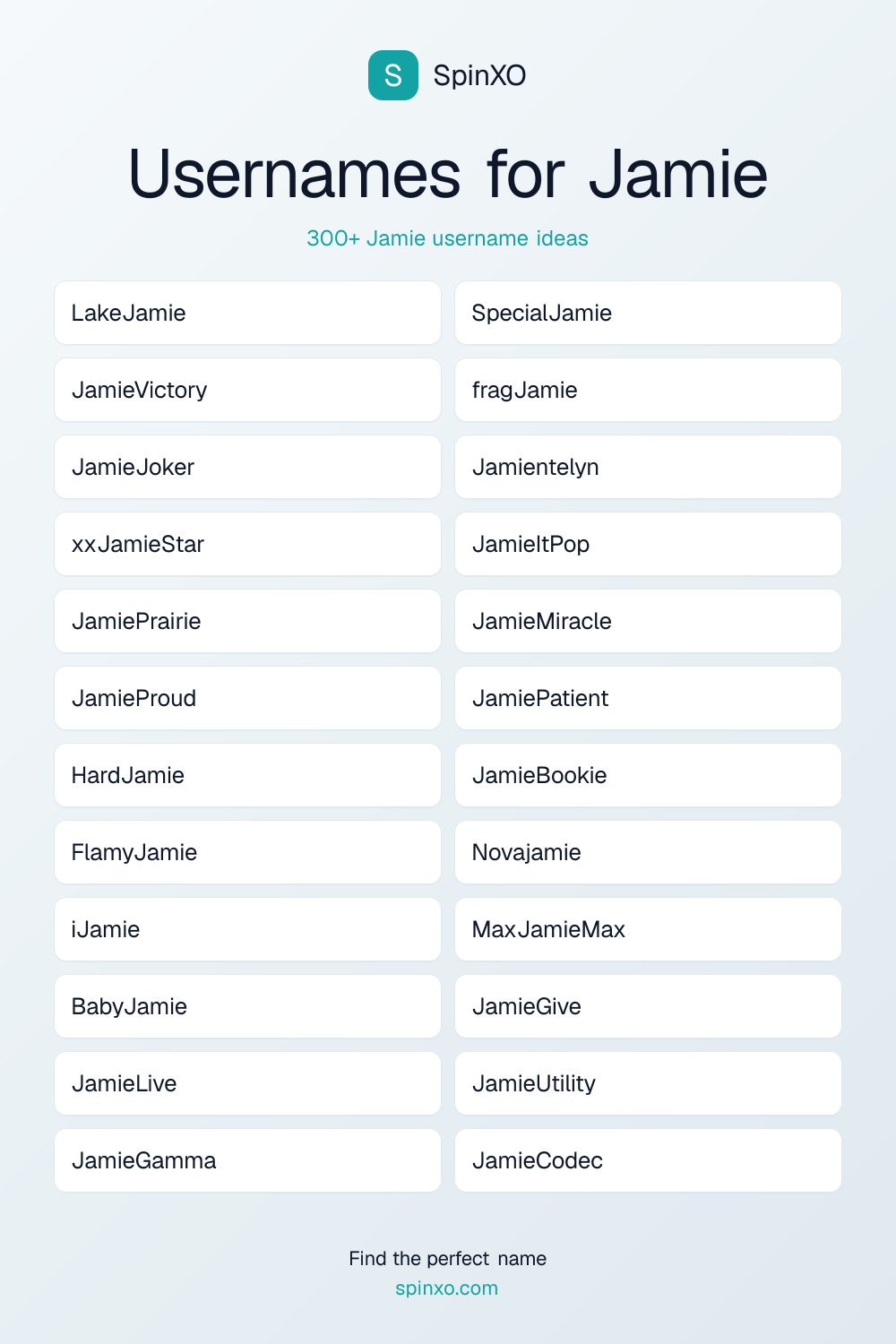 Usernames for Jamie