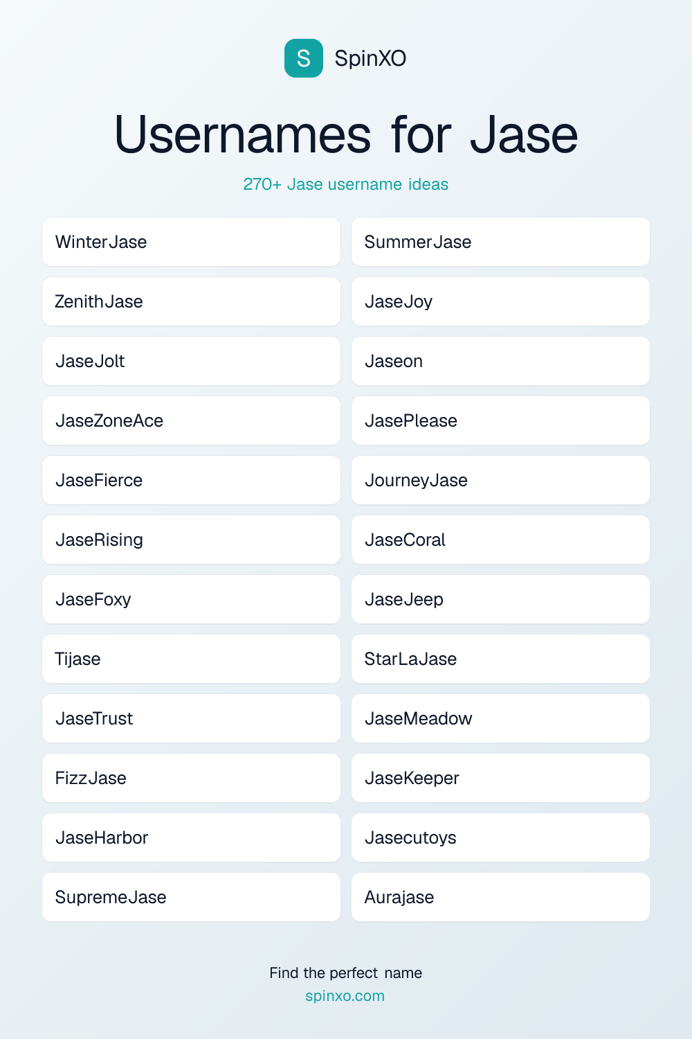 Usernames for Jase