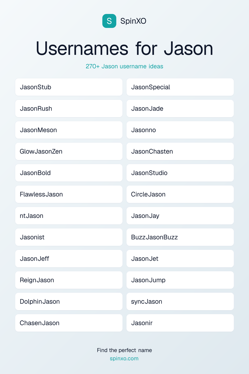 Usernames for Jason