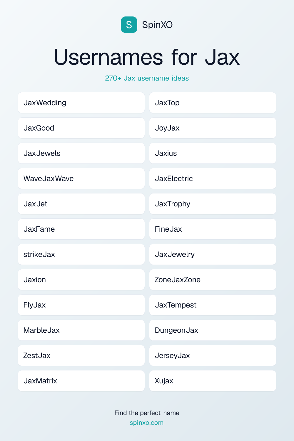 Usernames for Jax