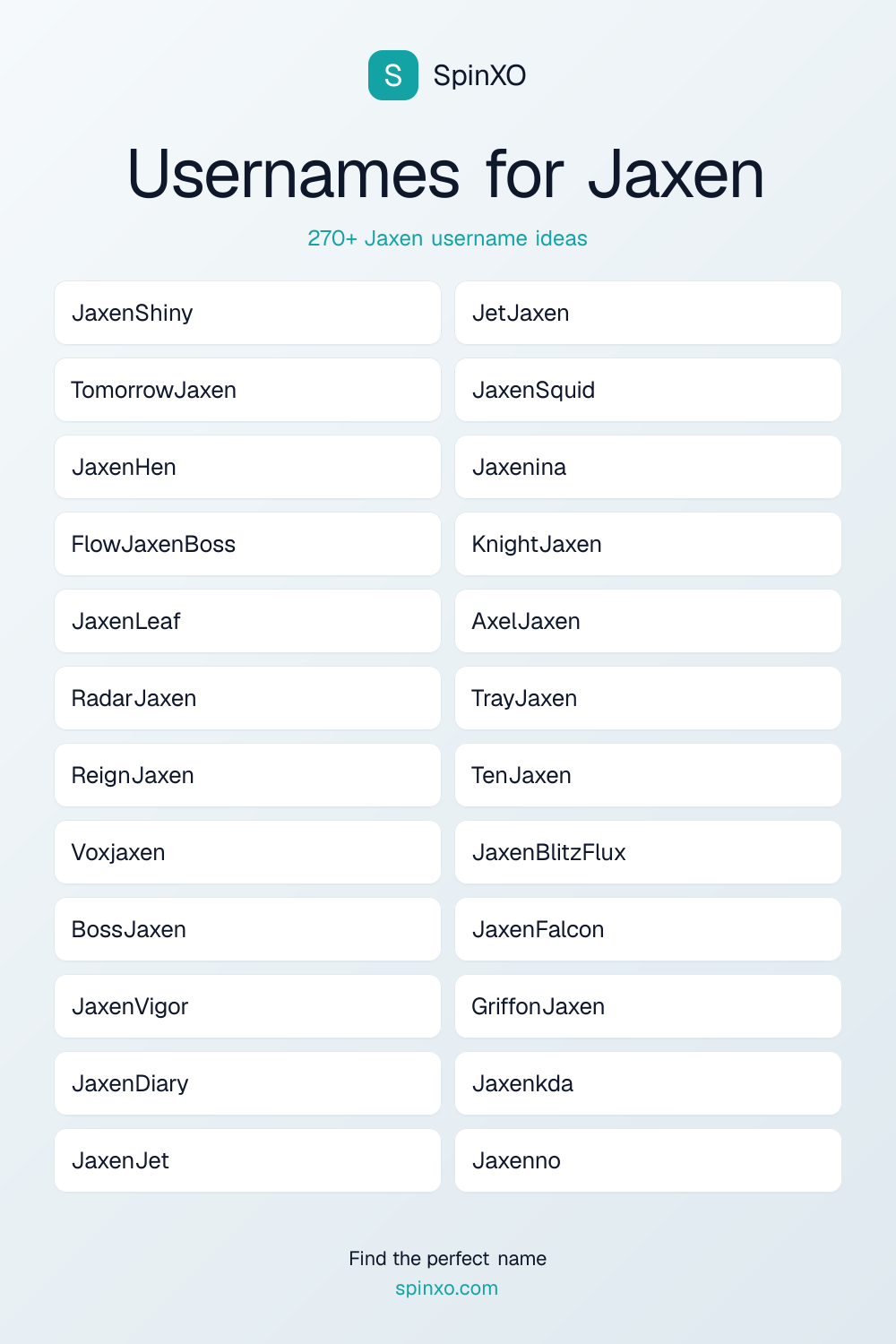 Usernames for Jaxen