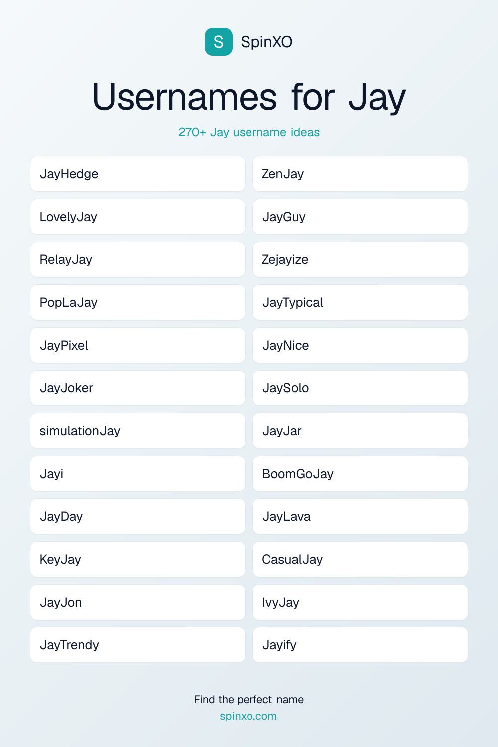 Usernames for Jay