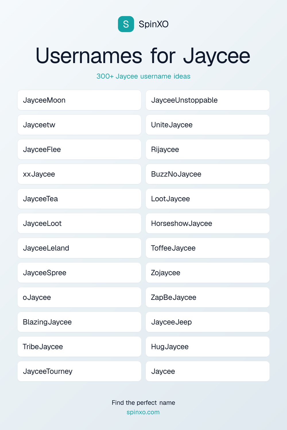Usernames for Jaycee