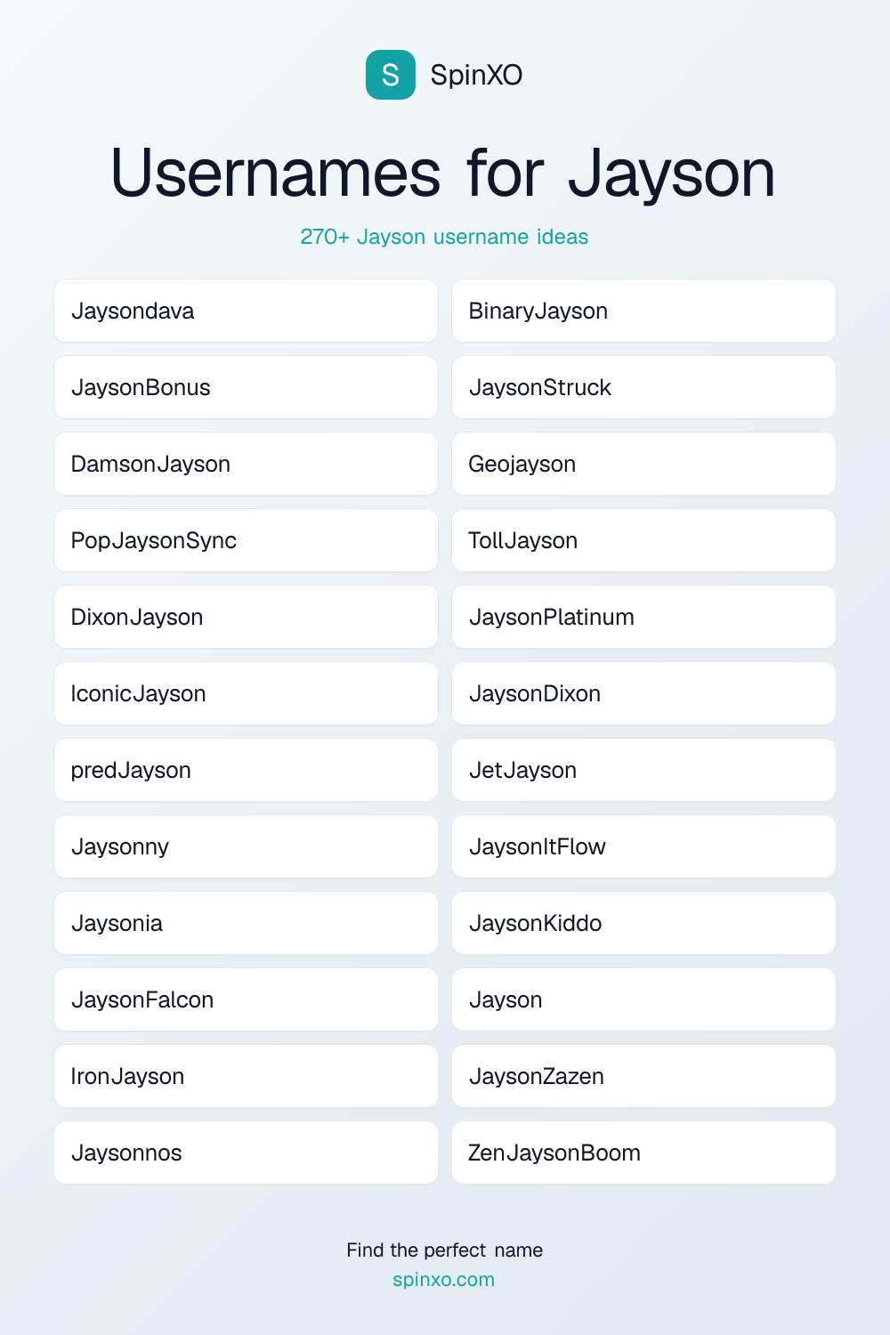 Usernames for Jayson