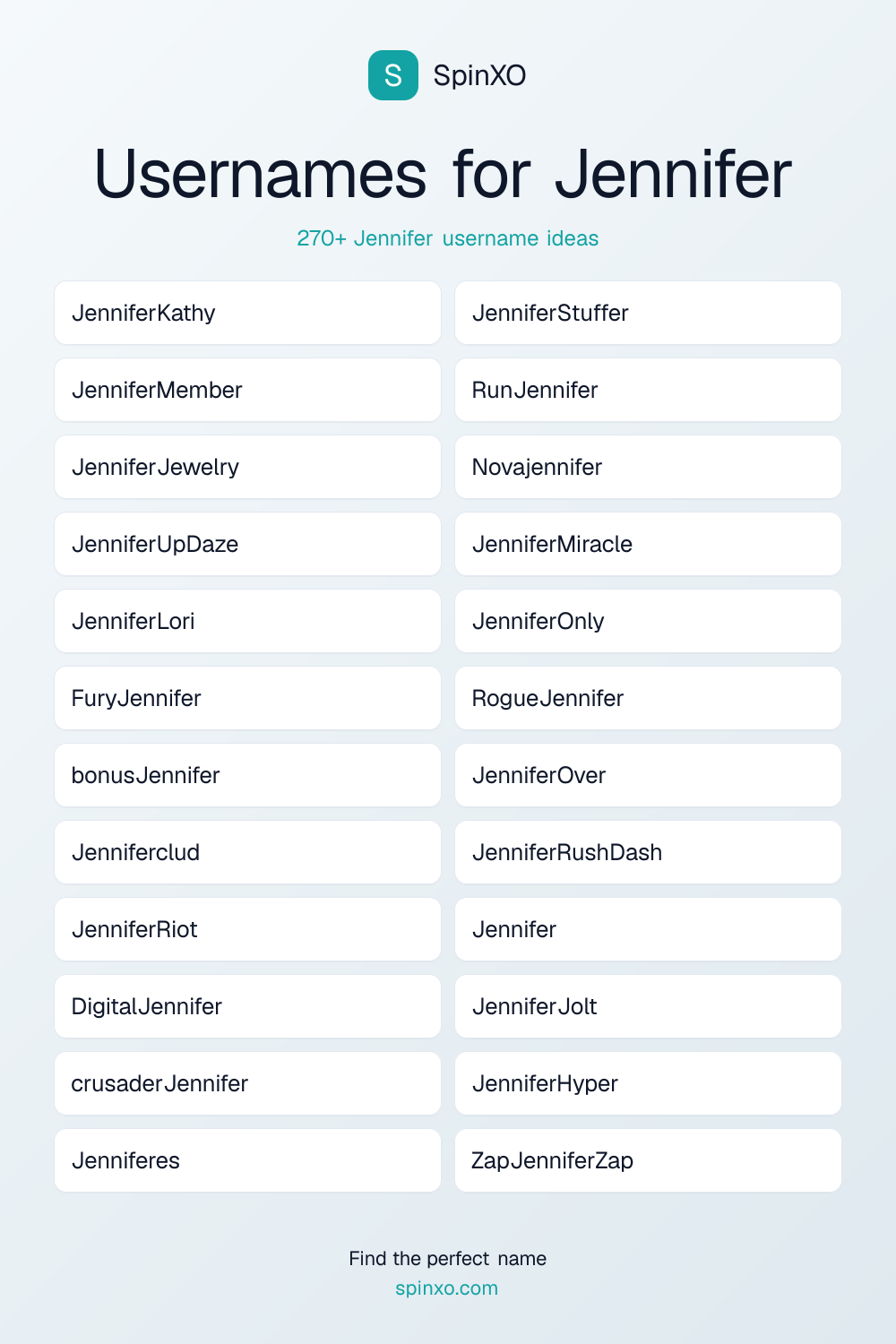 Usernames for Jennifer
