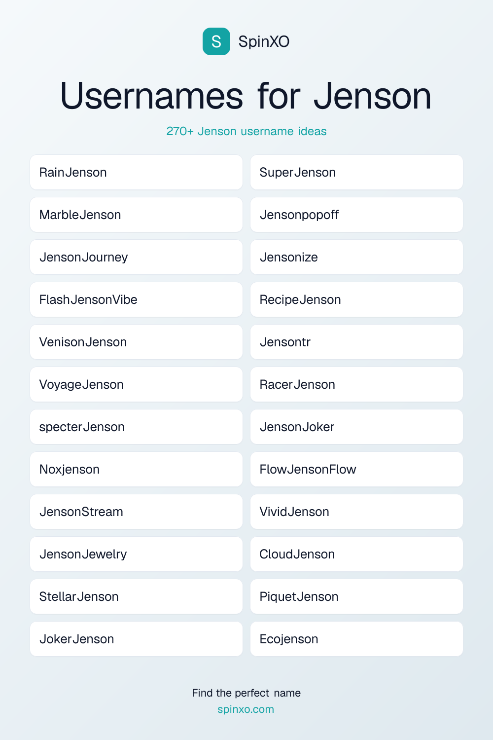 Usernames for Jenson