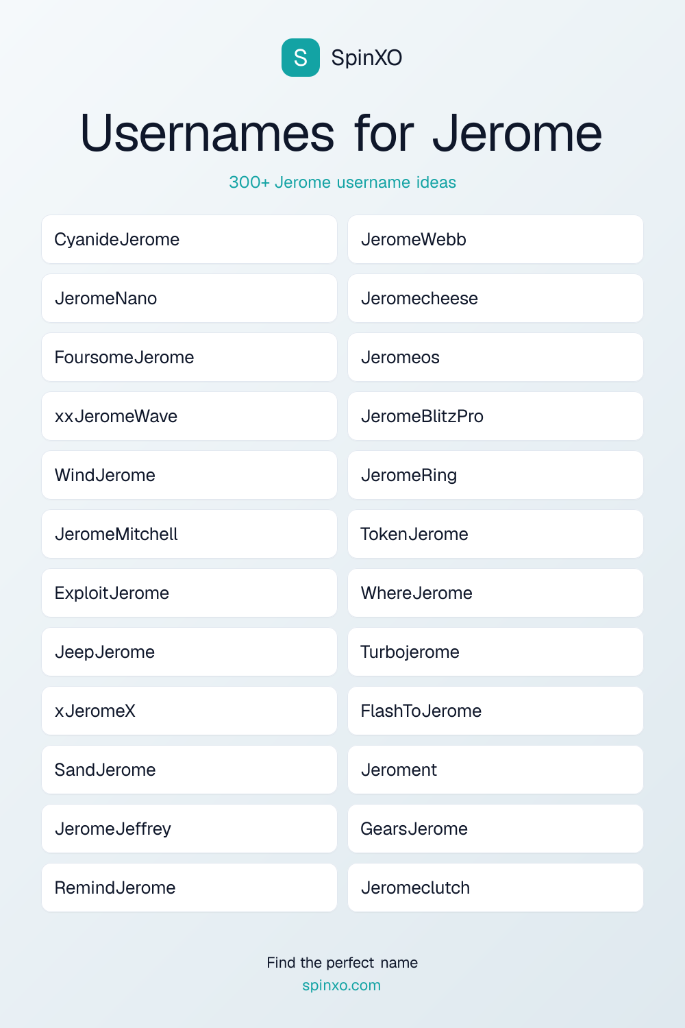 Usernames for Jerome