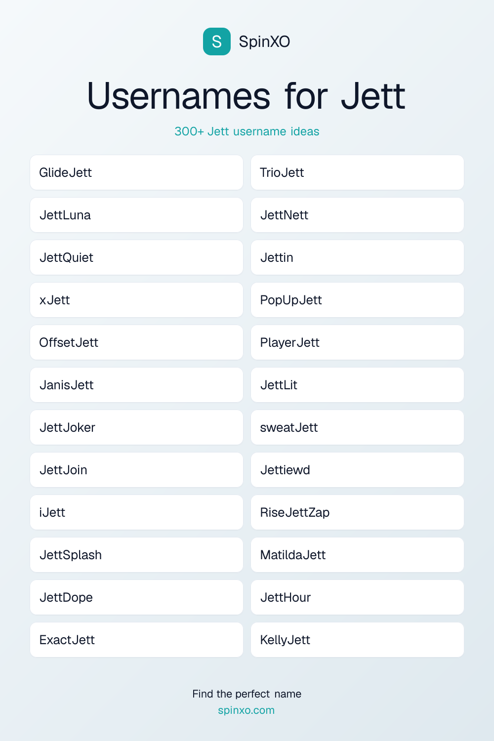 Usernames for Jett