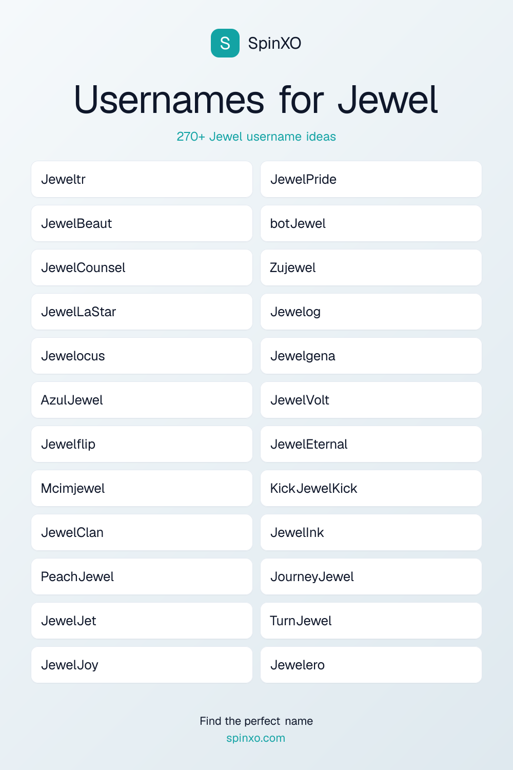 Usernames for Jewel