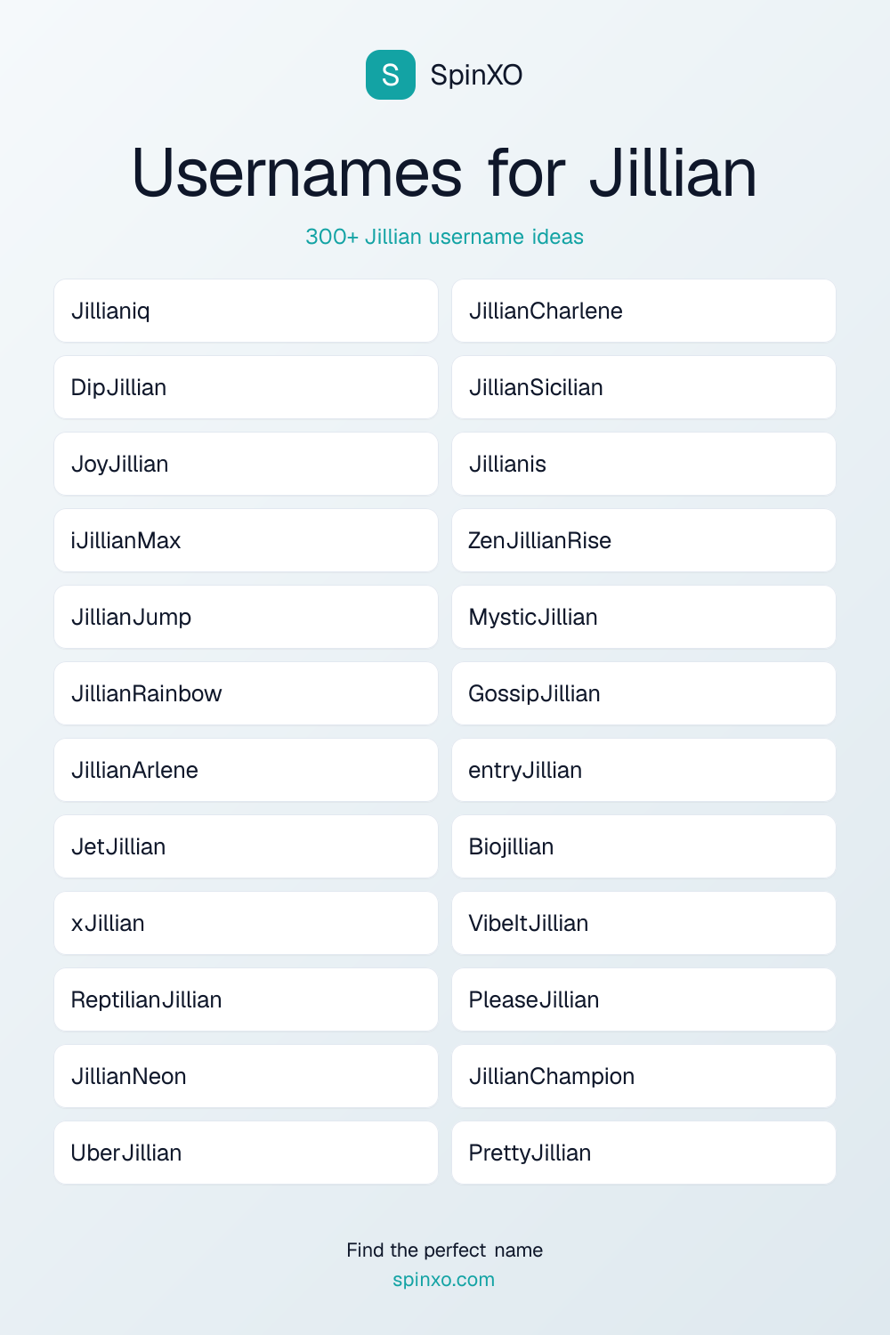 Usernames for Jillian