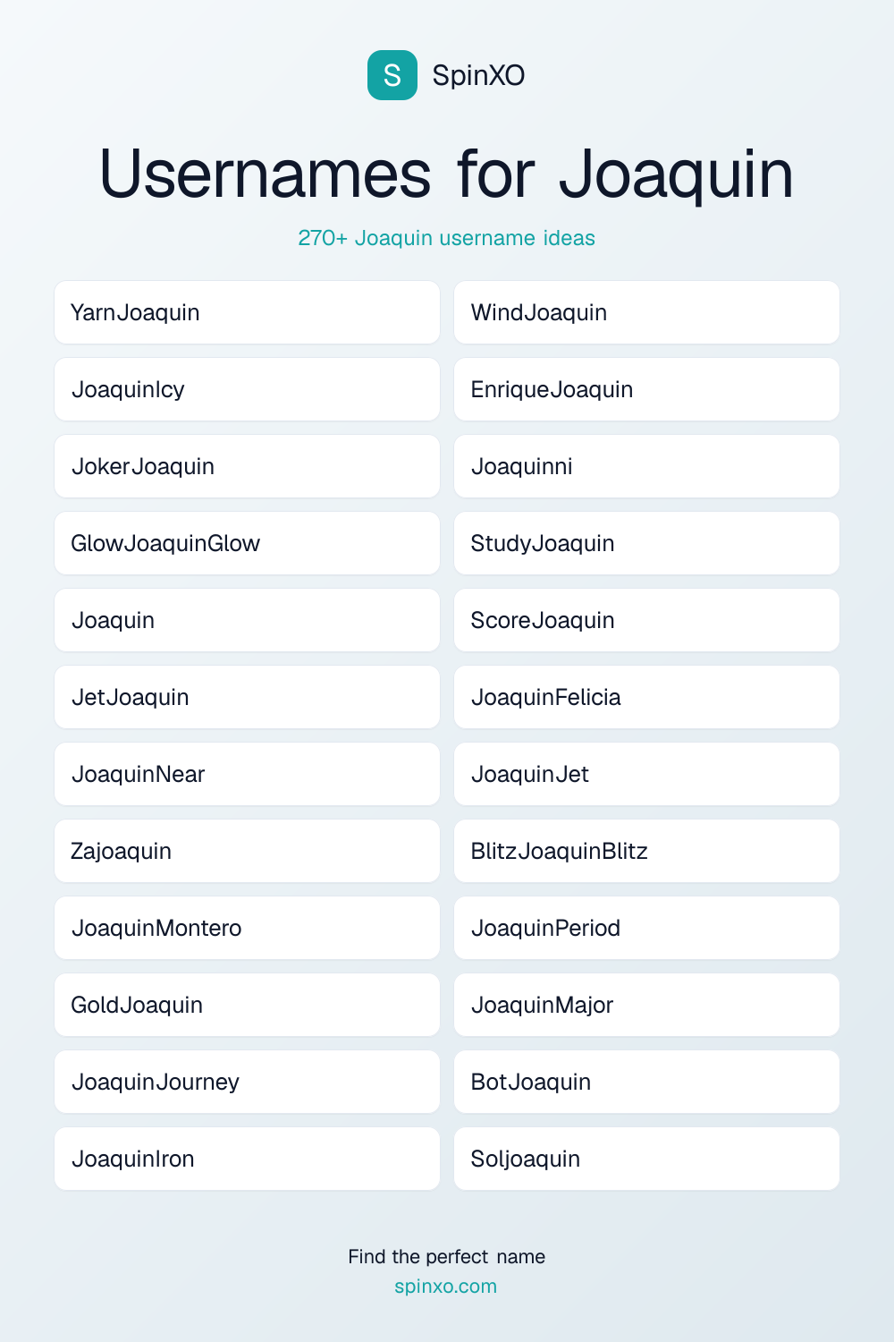 Usernames for Joaquin