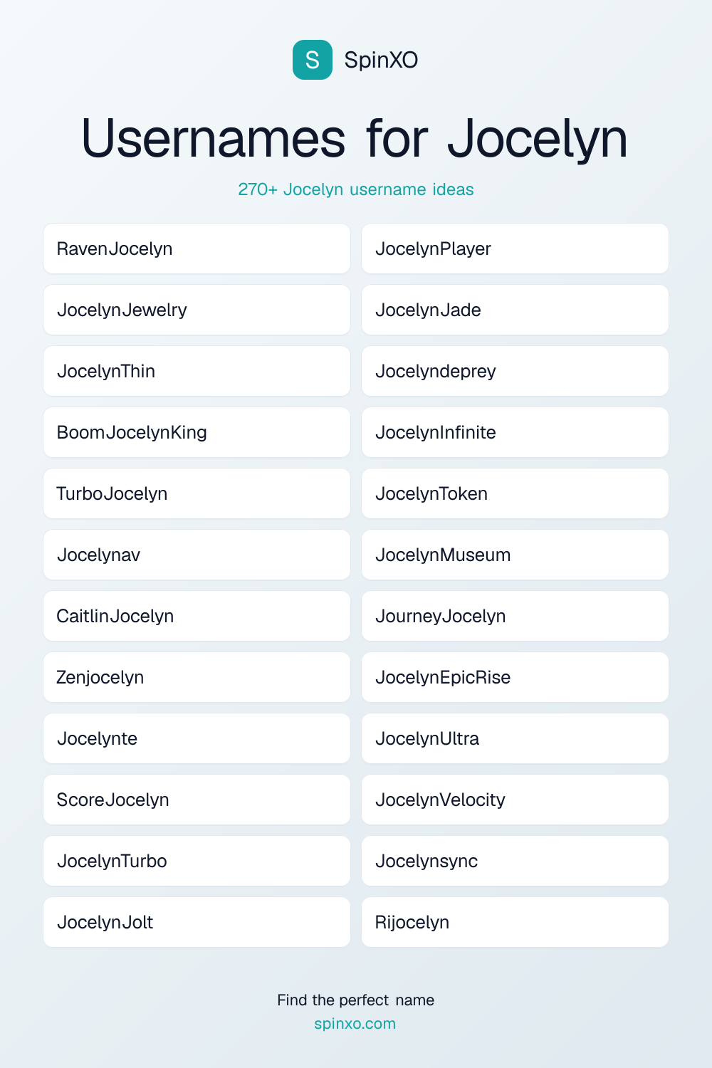 Usernames for Jocelyn