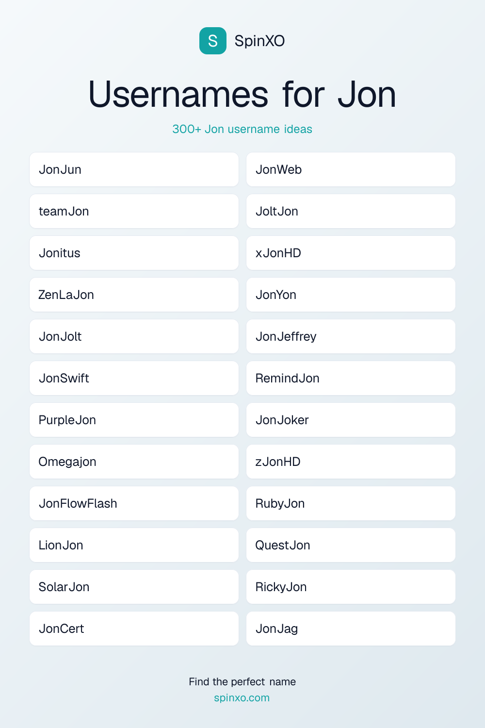 Usernames for Jon