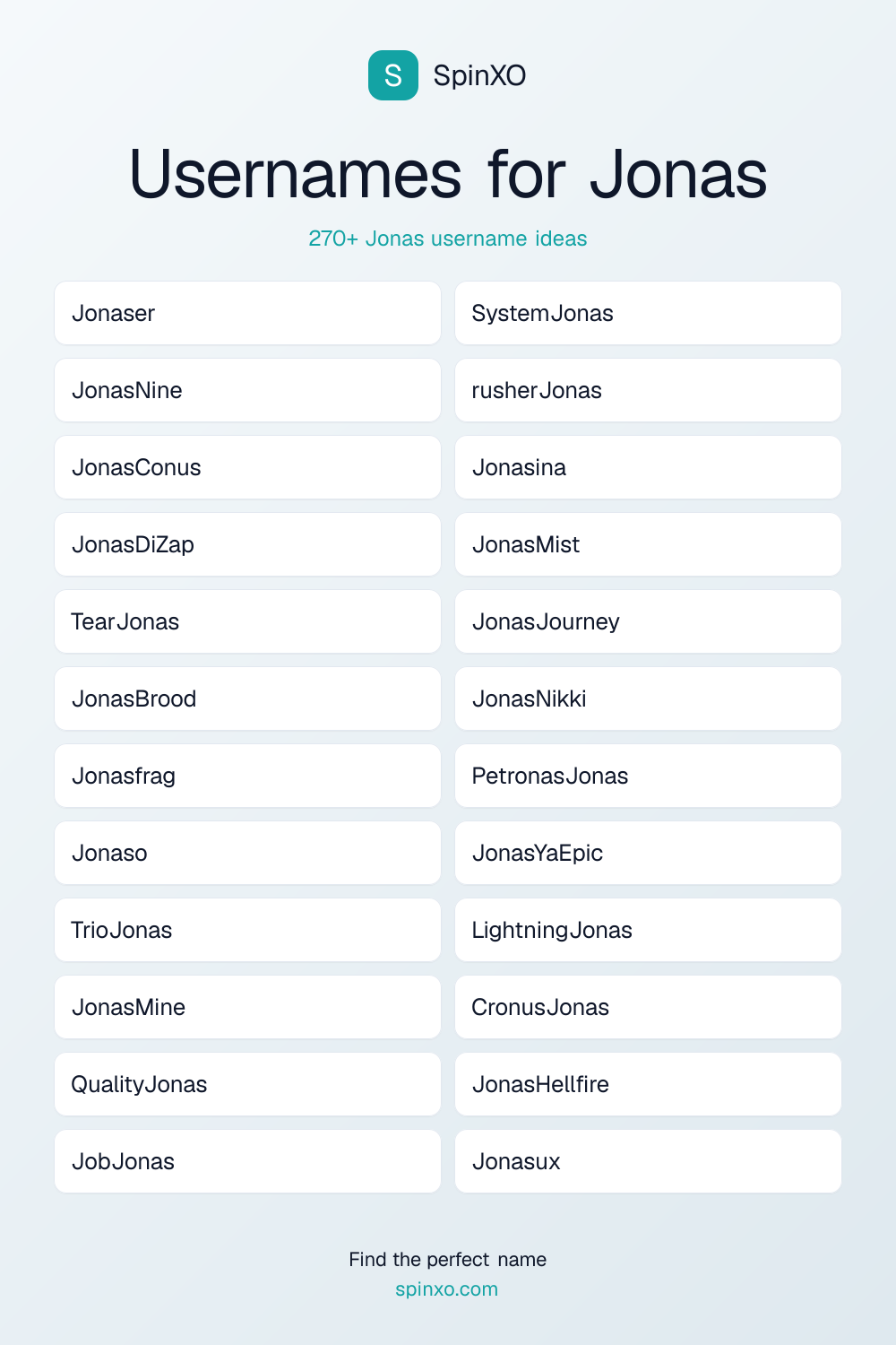 Usernames for Jonas