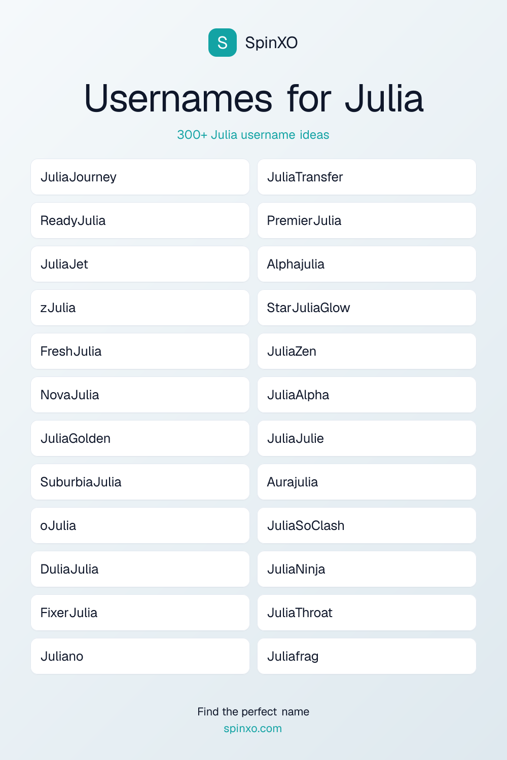 Usernames for Julia