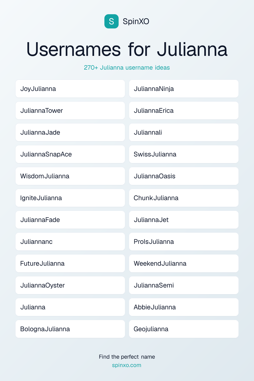 Usernames for Julianna