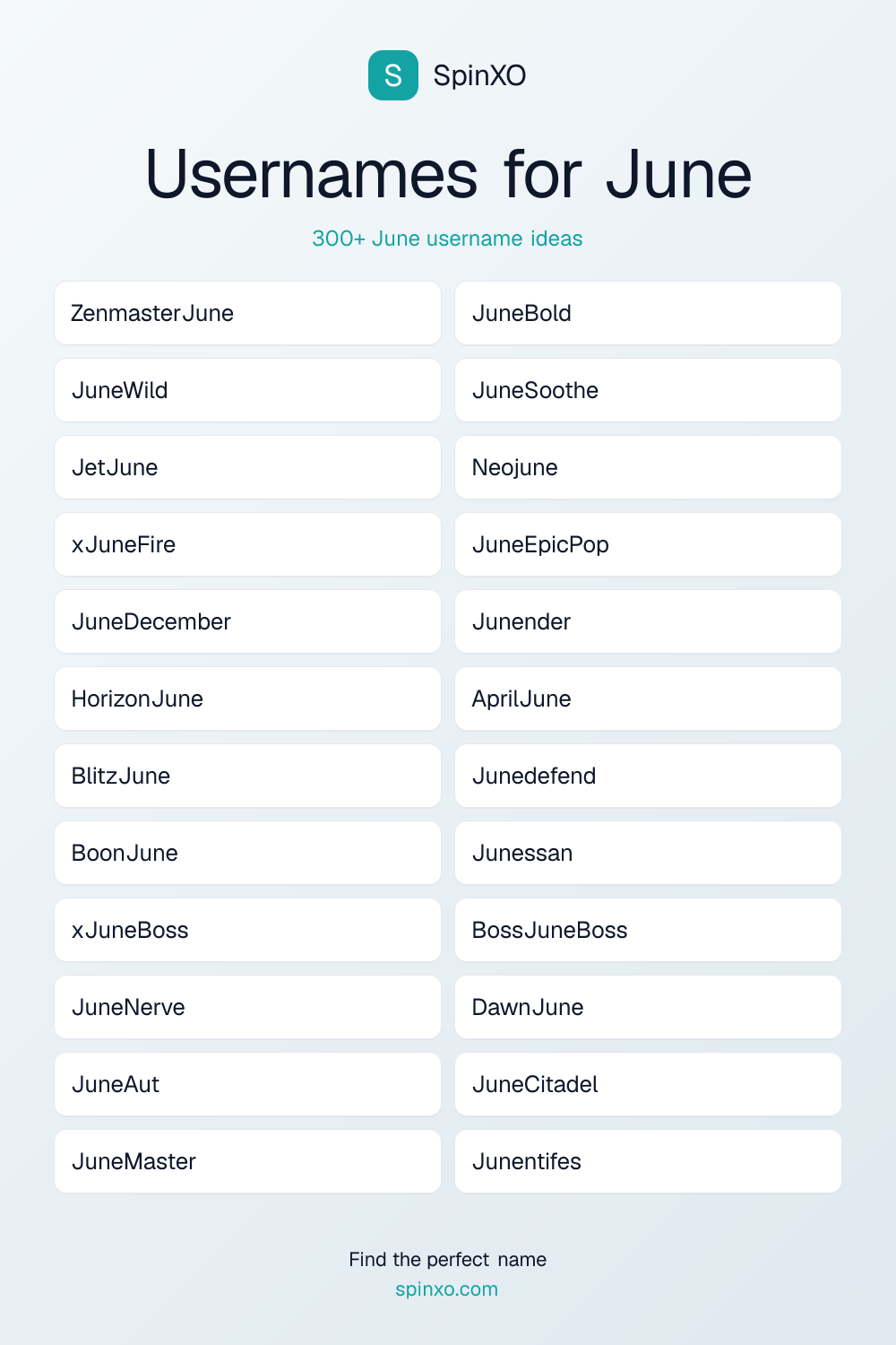 Usernames for June
