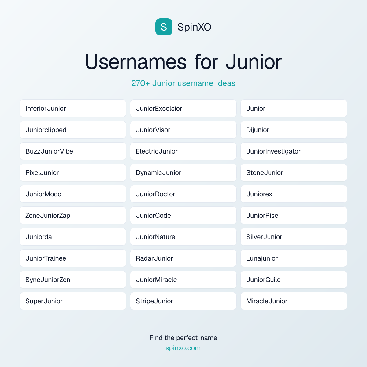 Junior Username Ideas - 270+ Aesthetic, Cute & Cool Names | SpinXO