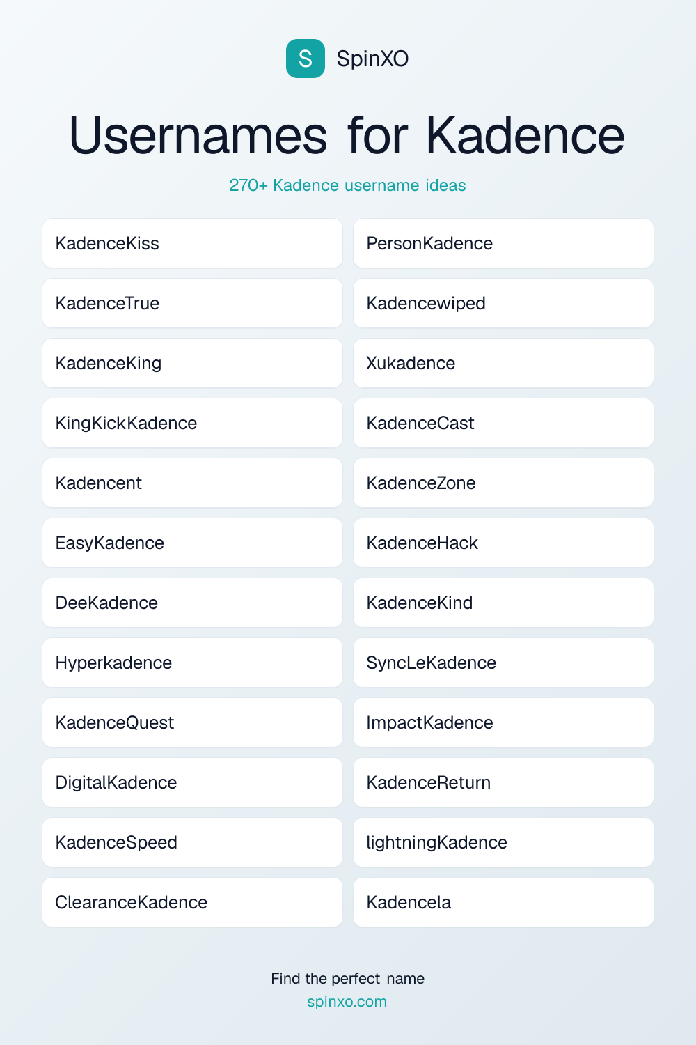 Usernames for Kadence