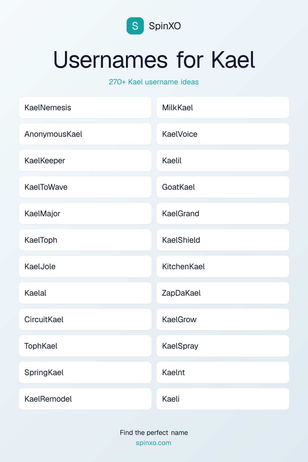 Usernames for Kael