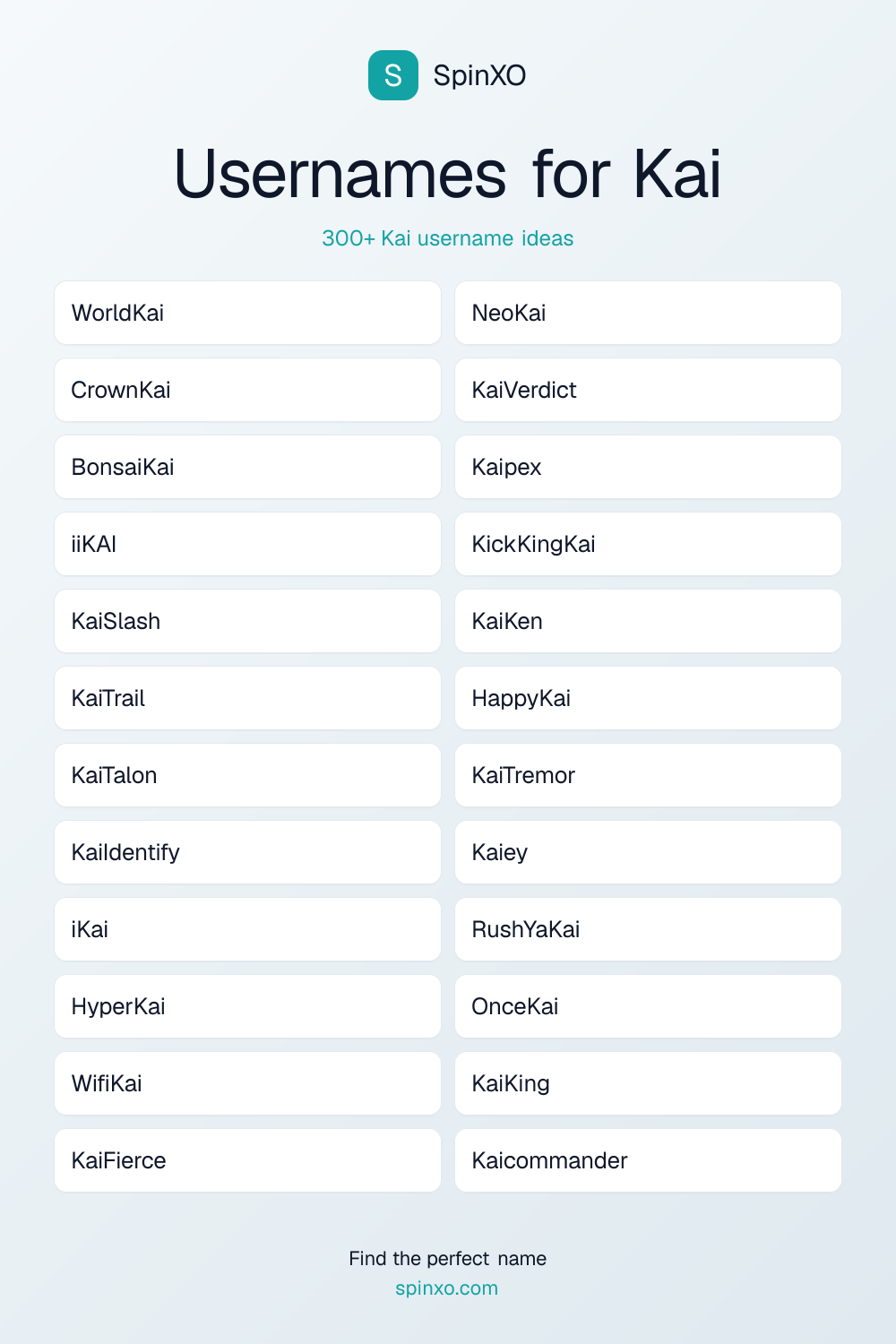 Usernames for Kai