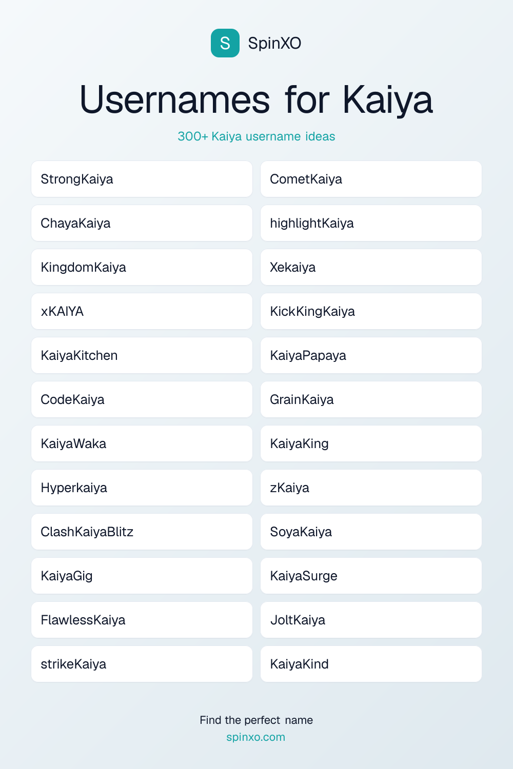 Usernames for Kaiya