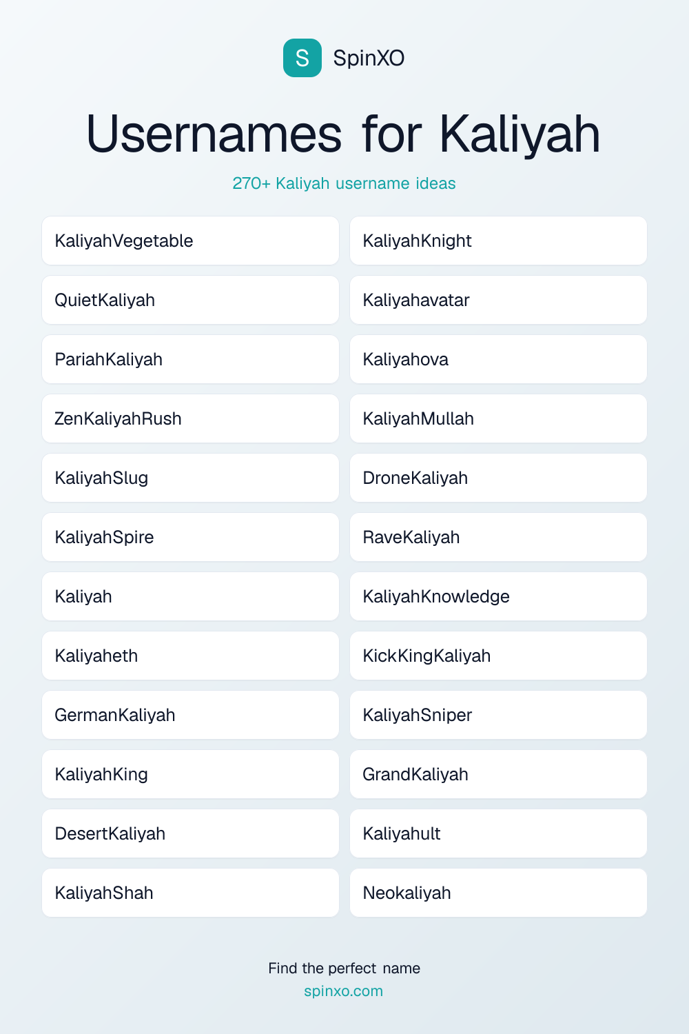 Usernames for Kaliyah