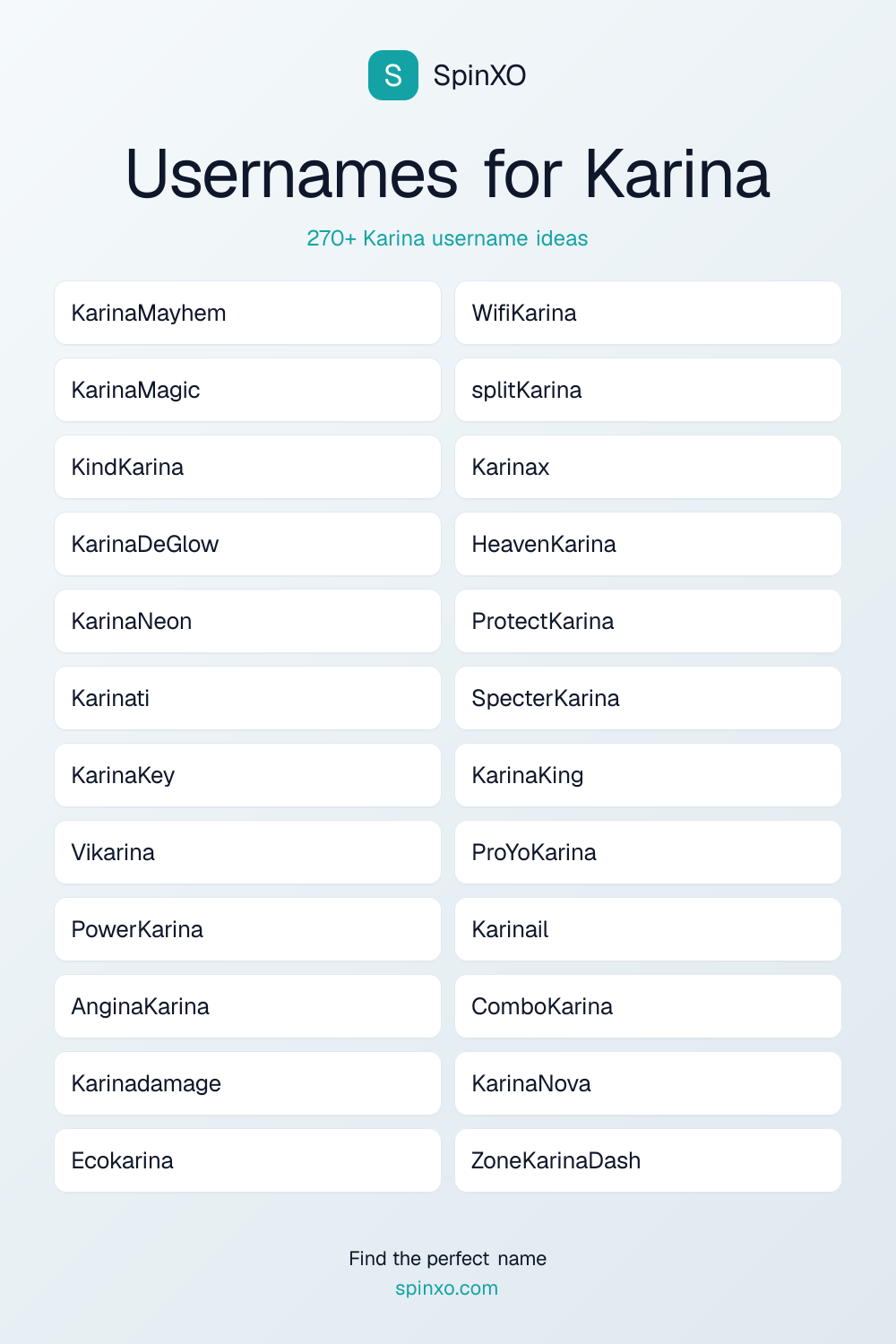 Usernames for Karina