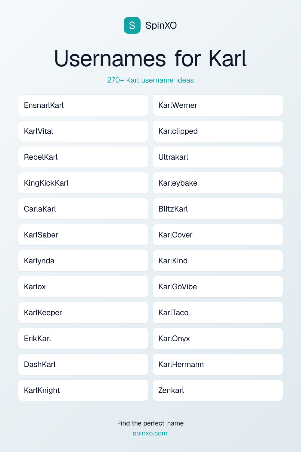 Usernames for Karl