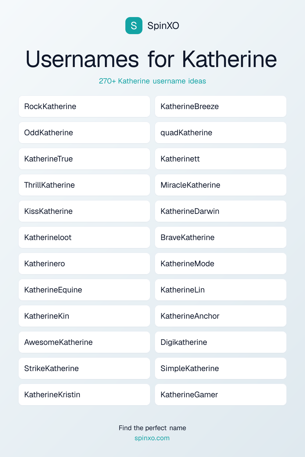 Usernames for Katherine