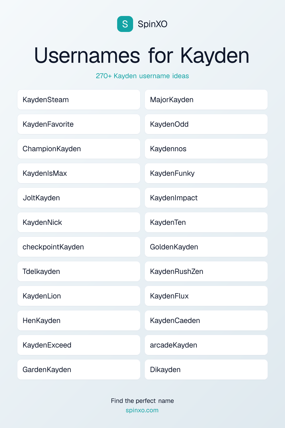 Usernames for Kayden