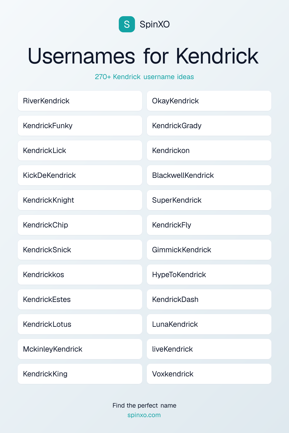 Usernames for Kendrick