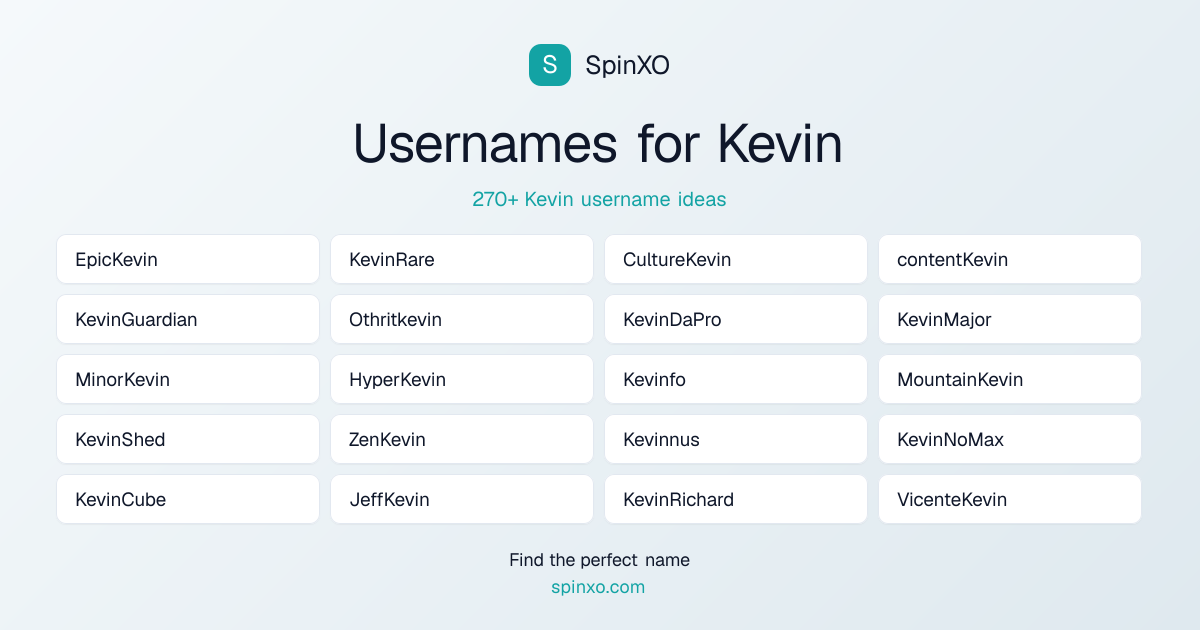 Kevin Username Ideas - 270+ Aesthetic, Cute & Cool Names | SpinXO