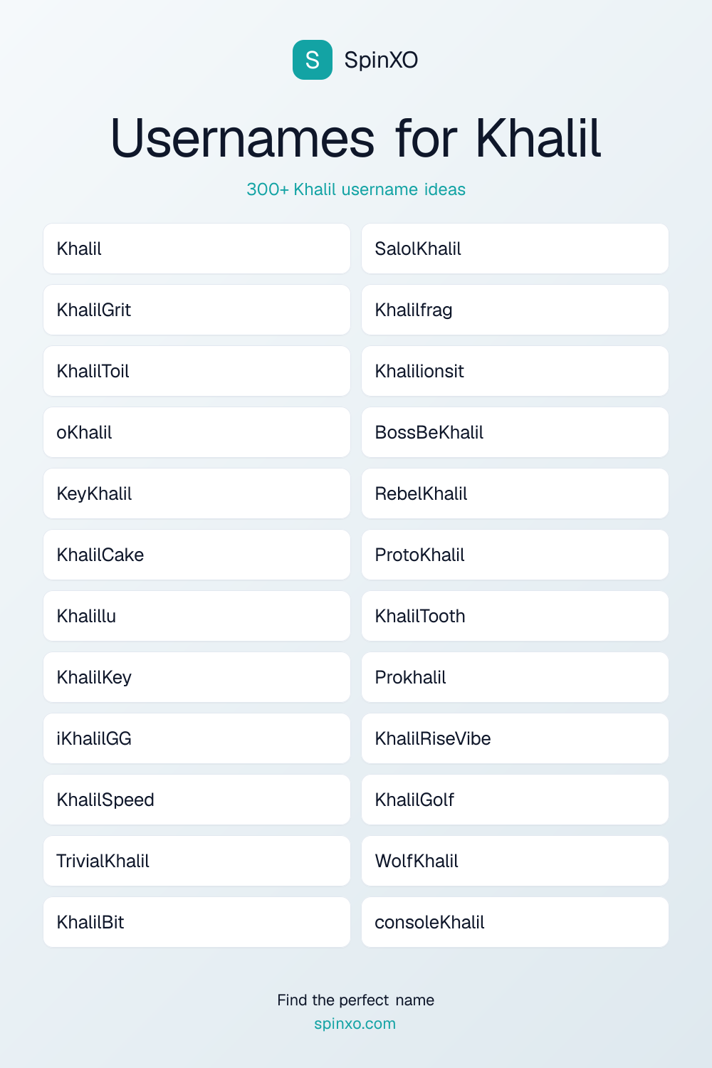 Usernames for Khalil