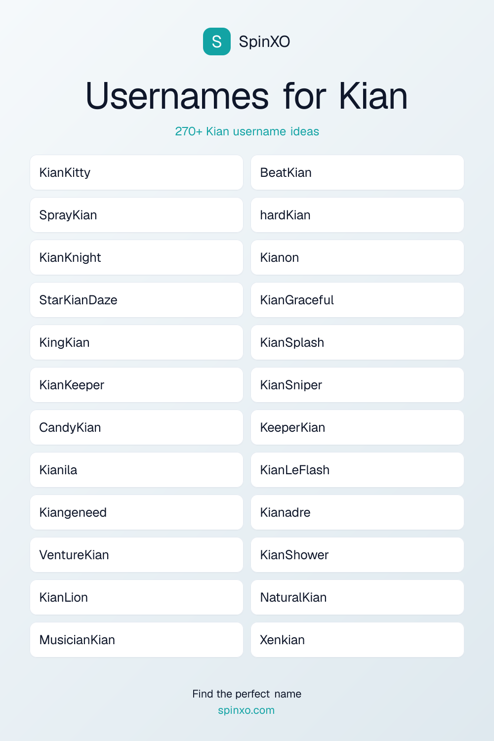 Usernames for Kian
